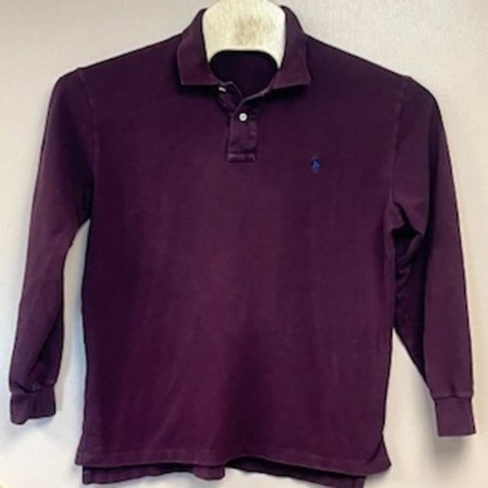 Polo Ralph Lauren Long Sleeve Polo Shirt Men Size L Purple Cotton